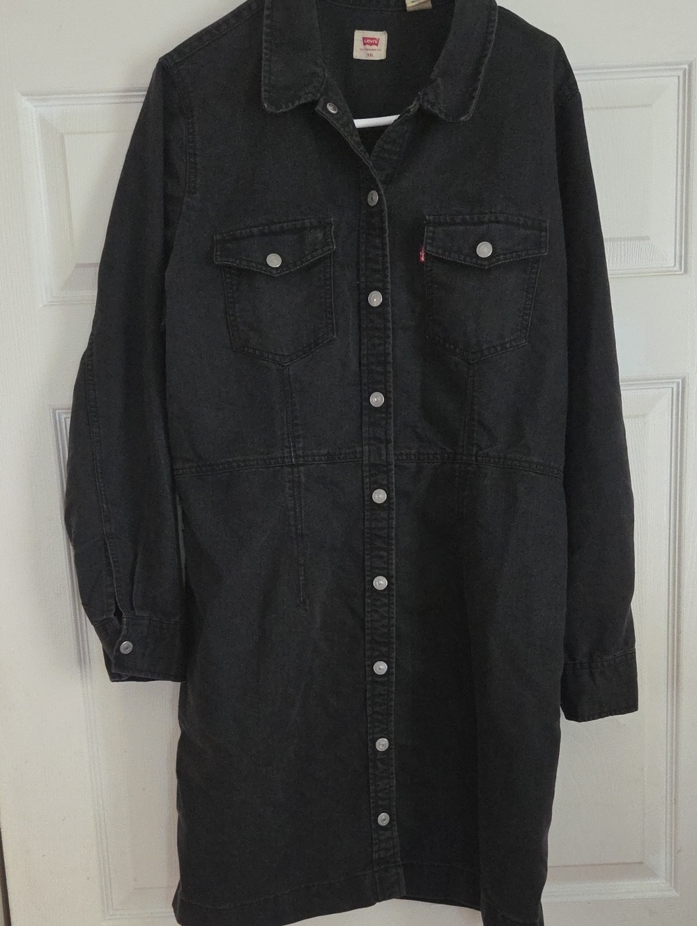 Levi's Black Denim Button-Front Jacket Dress